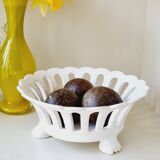 Tripod openwork basket with white ceramic claws Malicorne taste