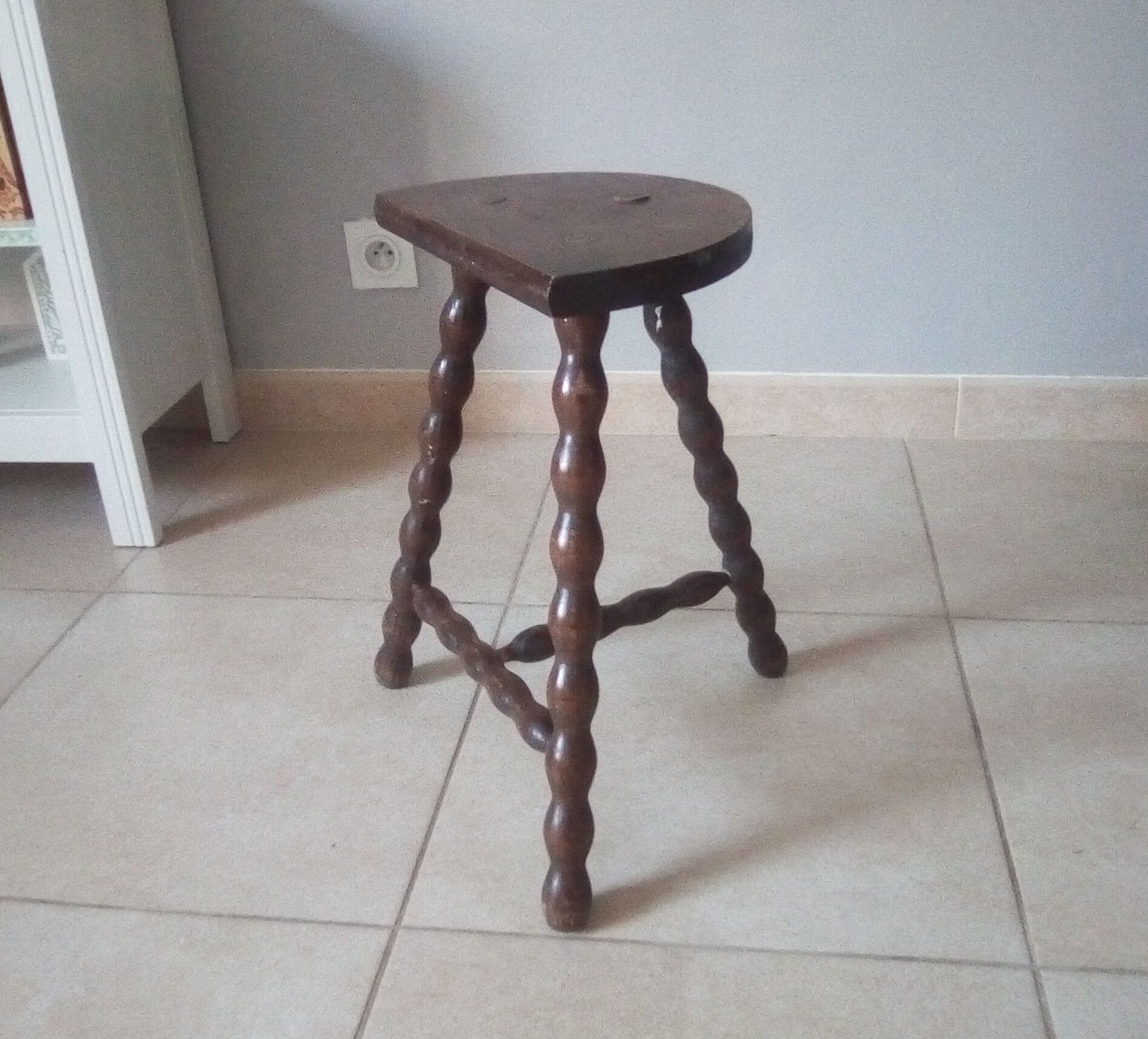Vintage turned wooden stool
