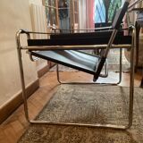 Pair of Wassily black leather armchairs