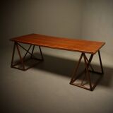 Bureau ou table à manger en treillis italien des années 1970 en bambou et rotin.