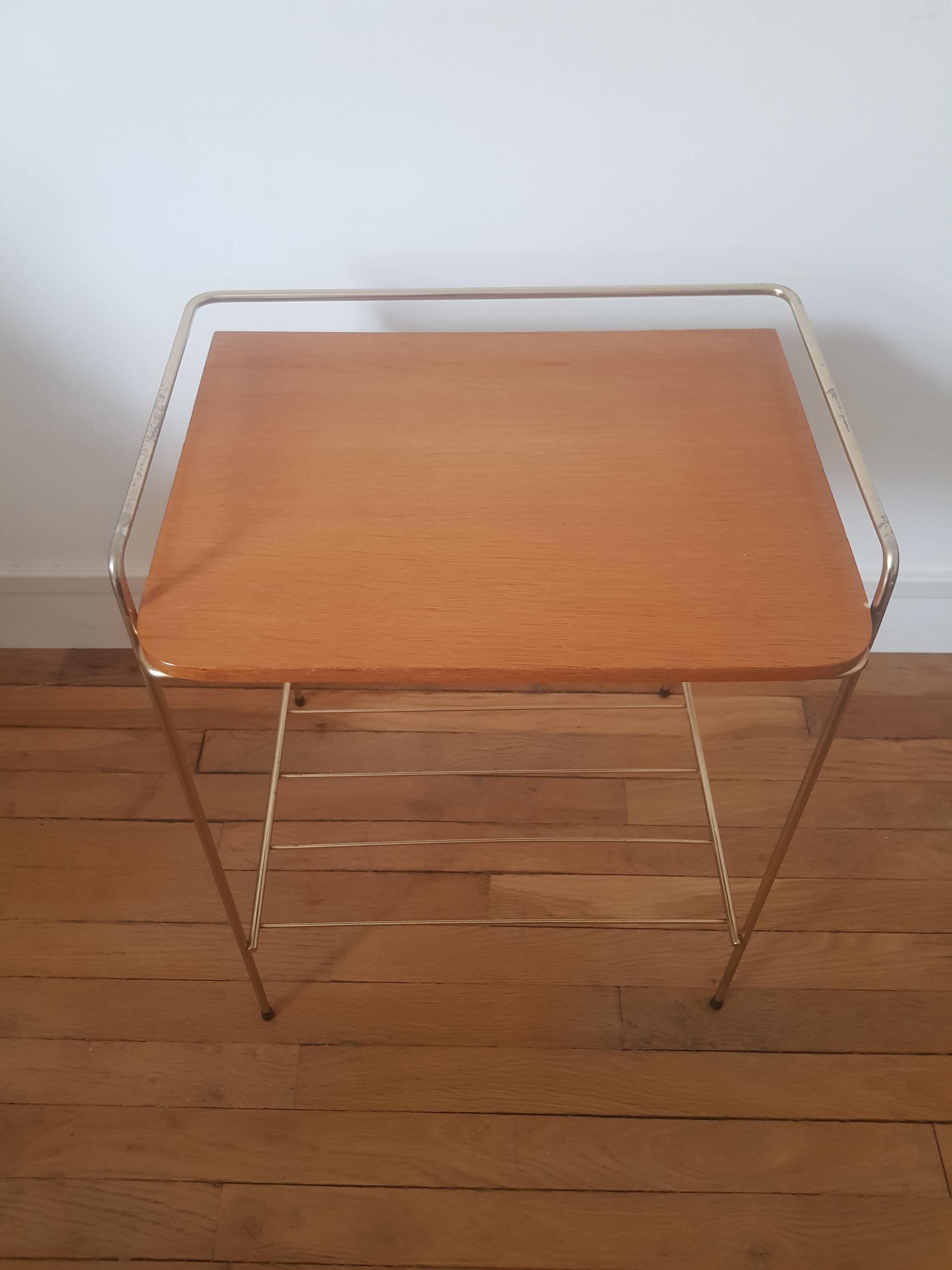 Metal and wood end table