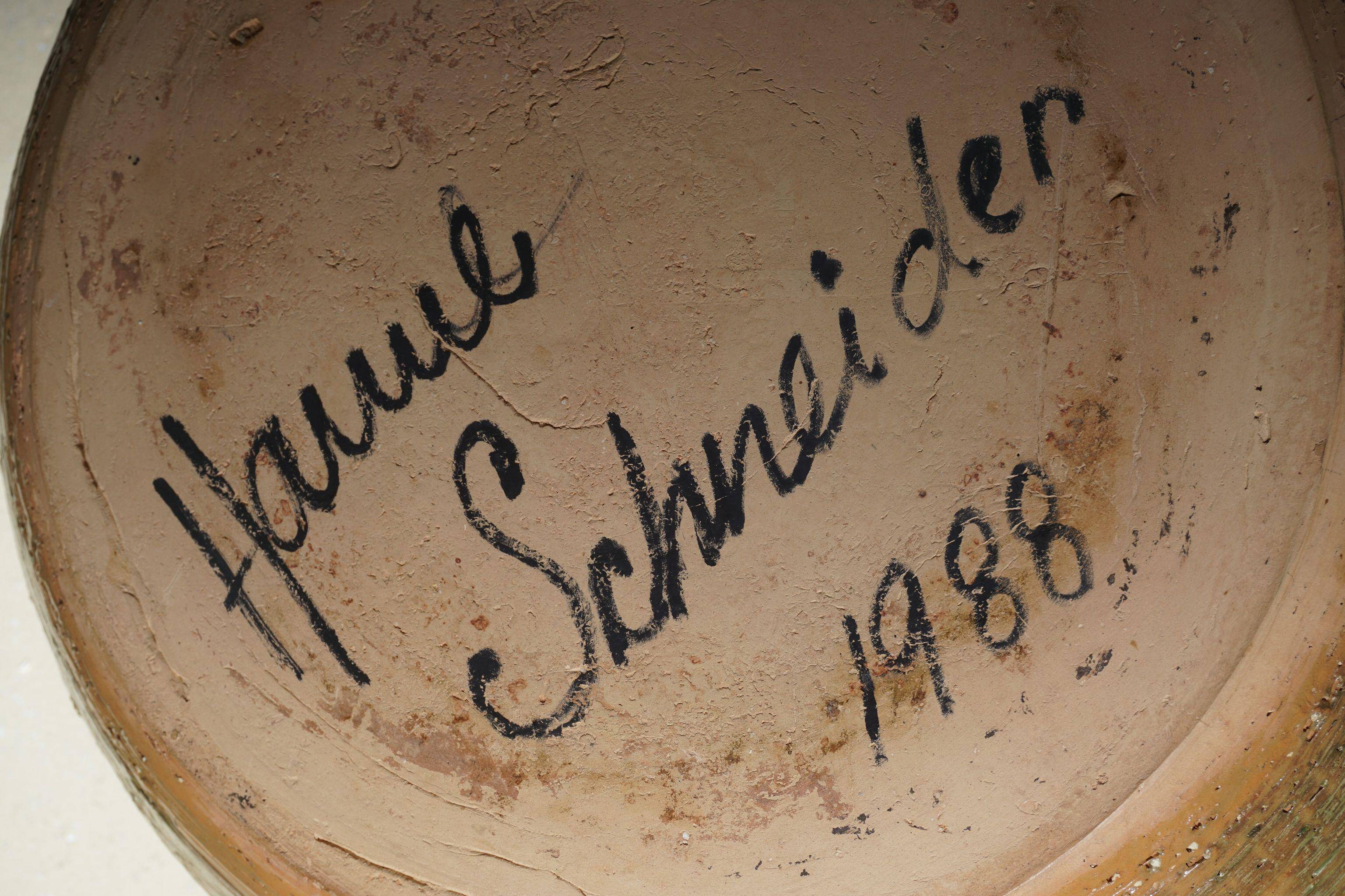 Large mid-century ceramic bowl by Hanne Schneider, 1988.