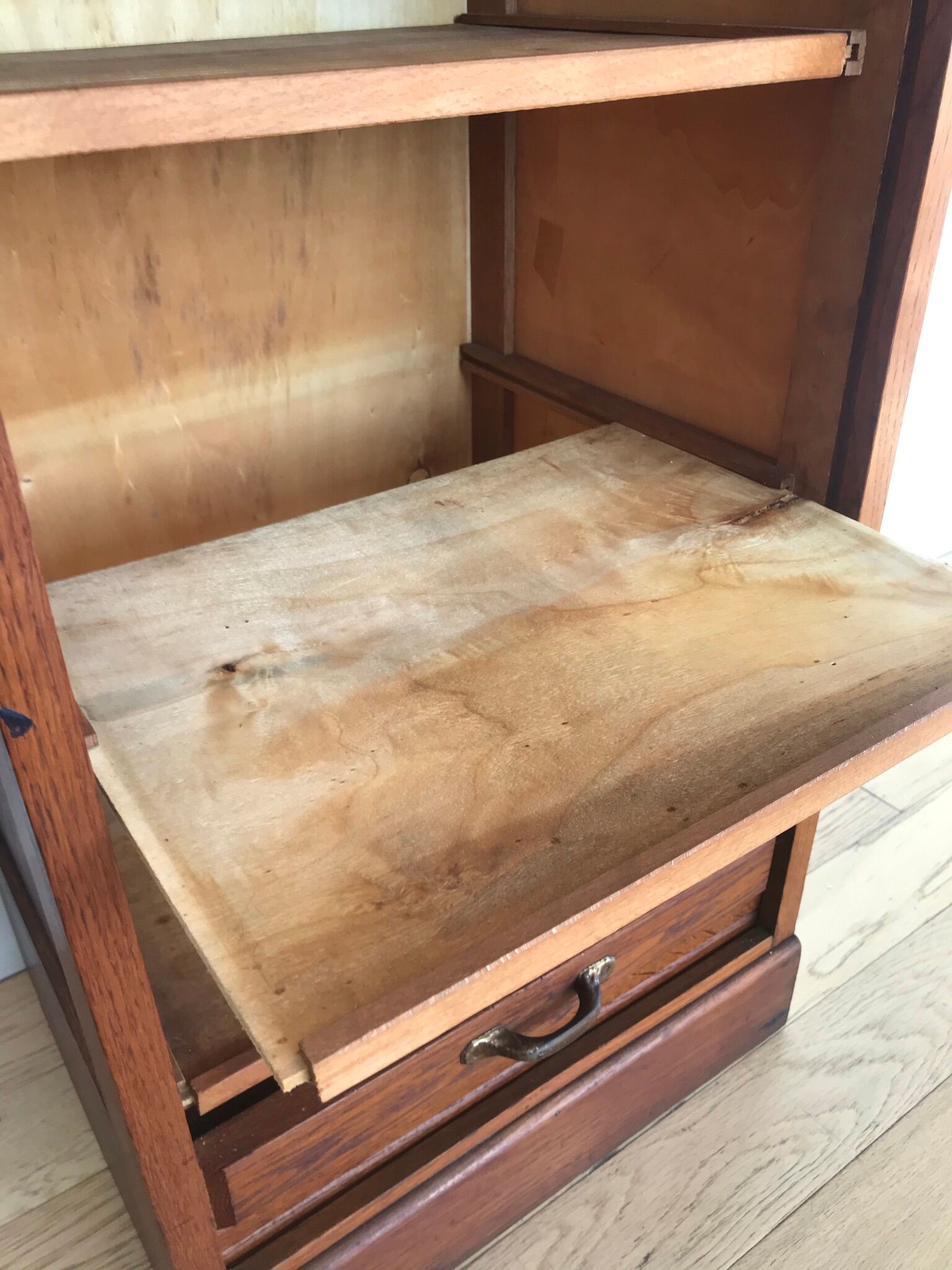 Vintage curtain binder in solid brown oak year 50