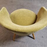 Chair round modernist graphic velvet thick yellow