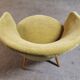 Chair round modernist graphic velvet thick yellow