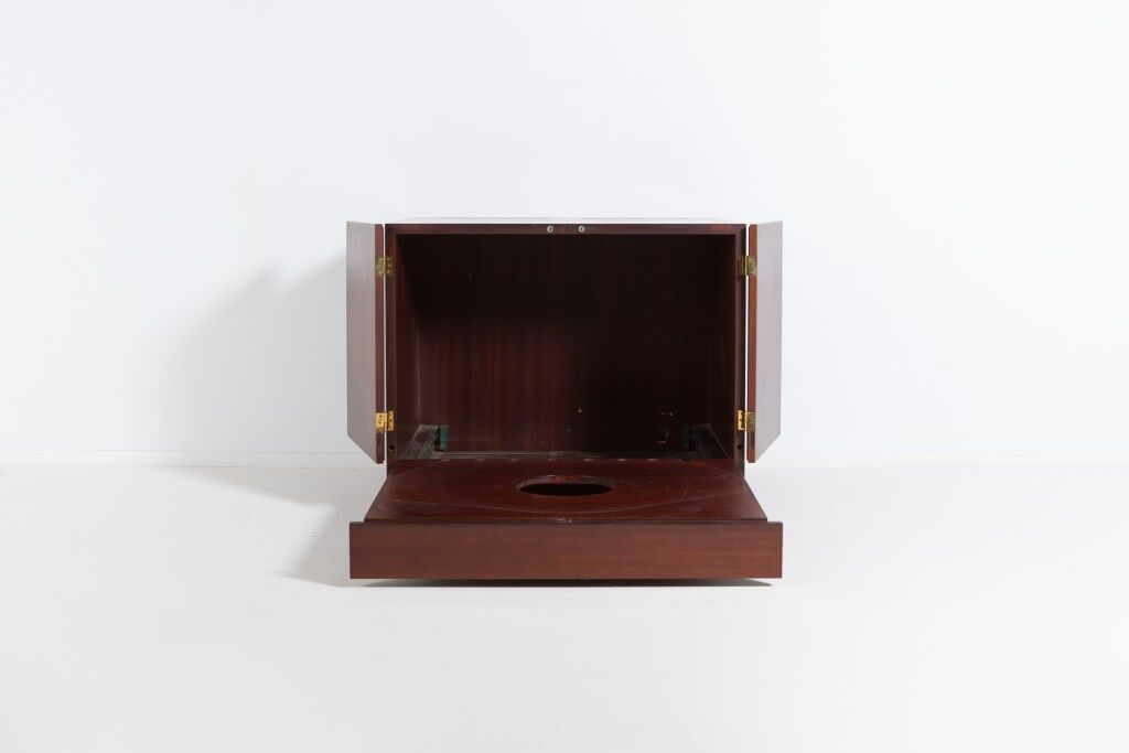 Vintage bar cabinet with brass markings