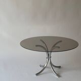 Chrome metal and smoked glass coffee table, 1970