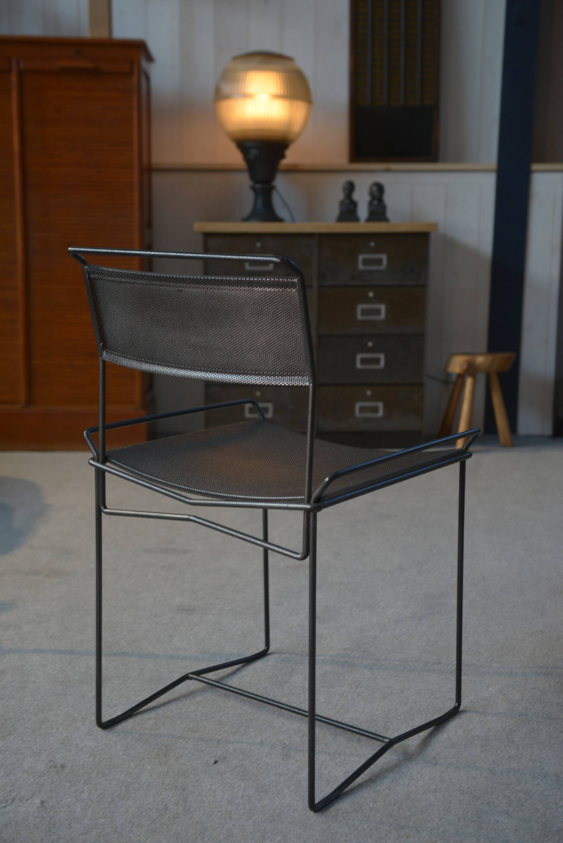 Set of 6 perforated steel chairs, 20th century design