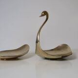 Paire cygnes ,poche , cygnes, laiton, vintage
