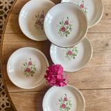 Set of 6 vintage flat plates - Pompadour de Gien