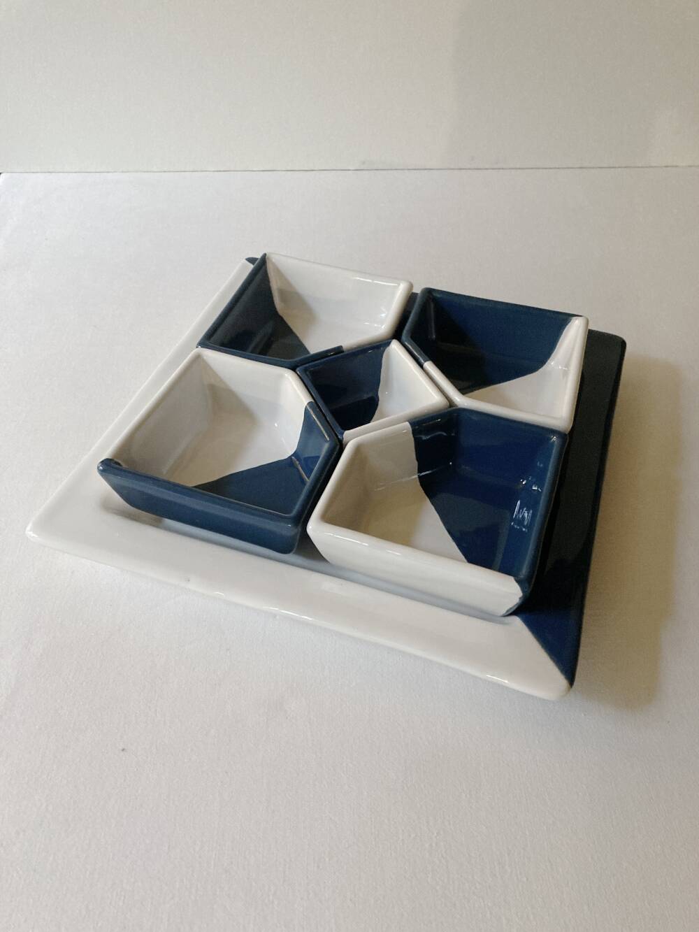 Hand-painted ceramic serving tray or aperitif platter