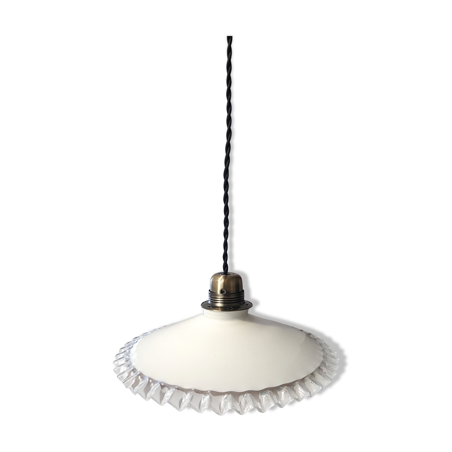 Vintage hanging lamp in white opaline