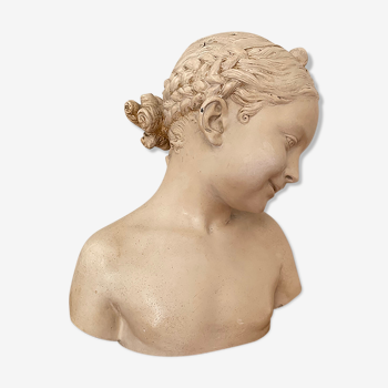 Bust young girl plaster