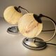 Pair of art deco lamps, chrome glass
