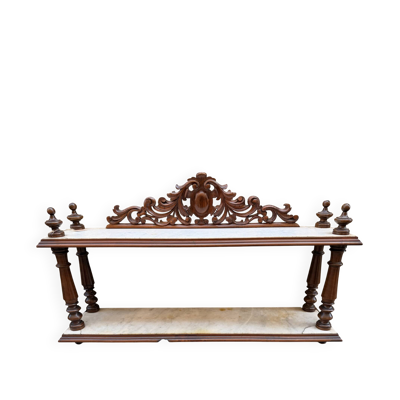Petite étagère murale/console d’appoint Napoléon III — noyer sculpté e