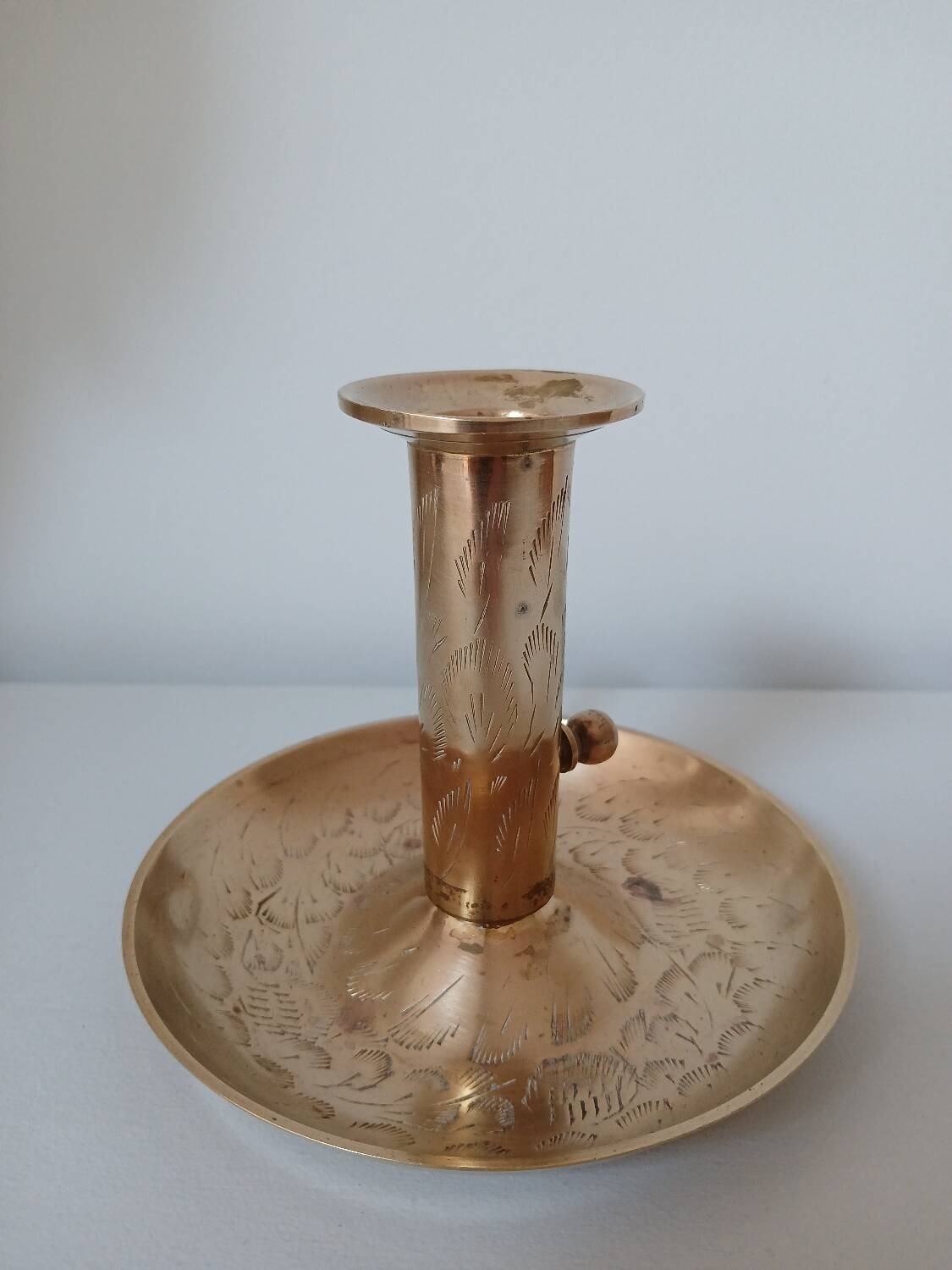 Brass candle holder, cellar rat