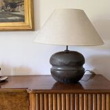 Pied de lampe en céramique marron moderne du milieu du siècle, France années 1960