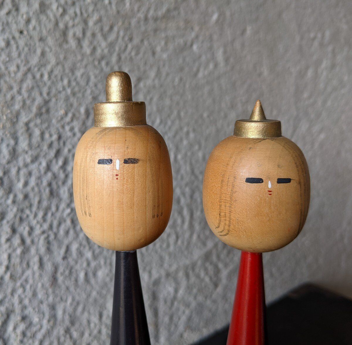 Imperial couple two kokeshis dolls circa 1970 Japan