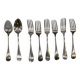Set of 2 soup spoons and 5 lunch forks by Christofle.