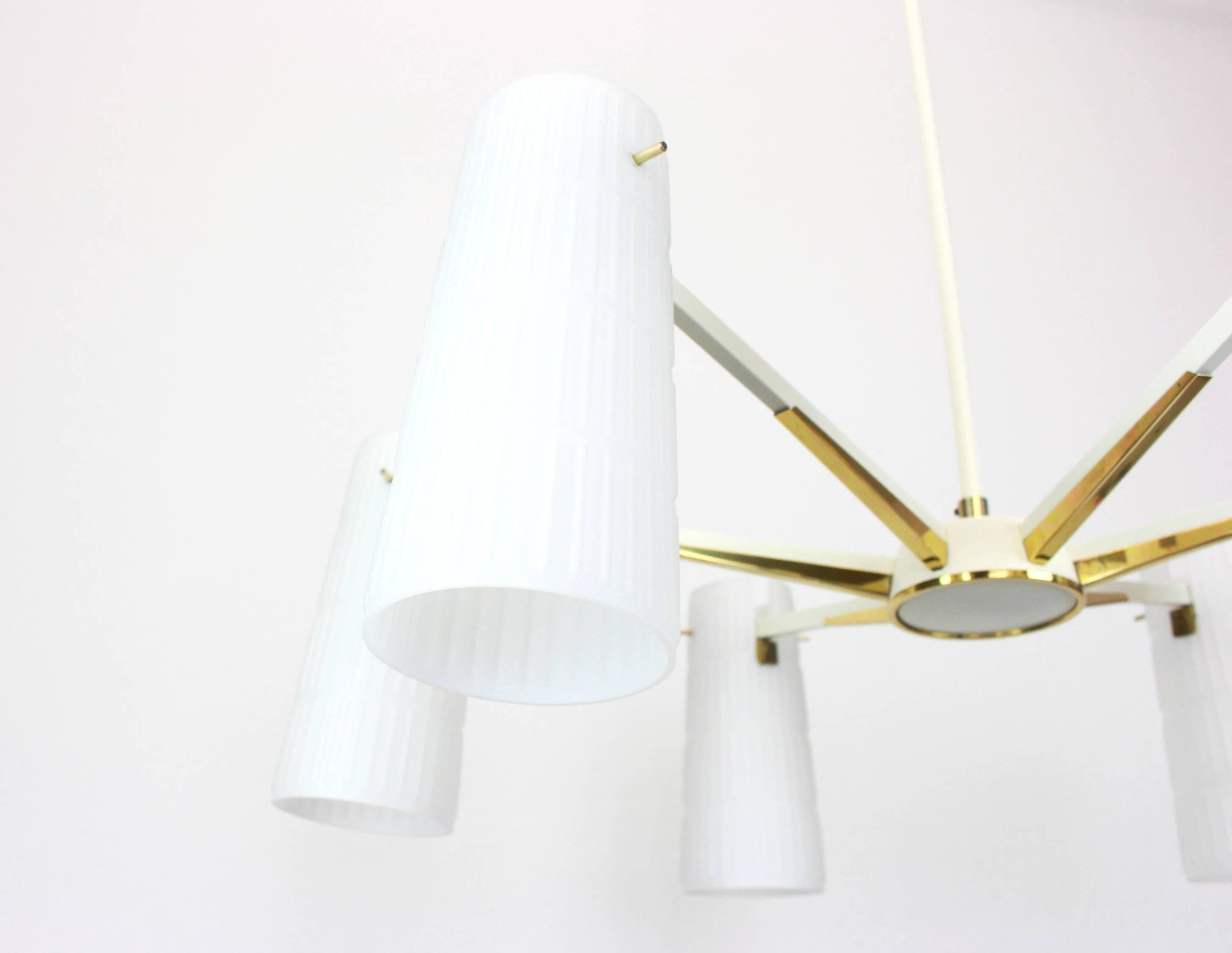 Italian glass chandelier in the shape of a star in the Stilnovo style, 1950s.