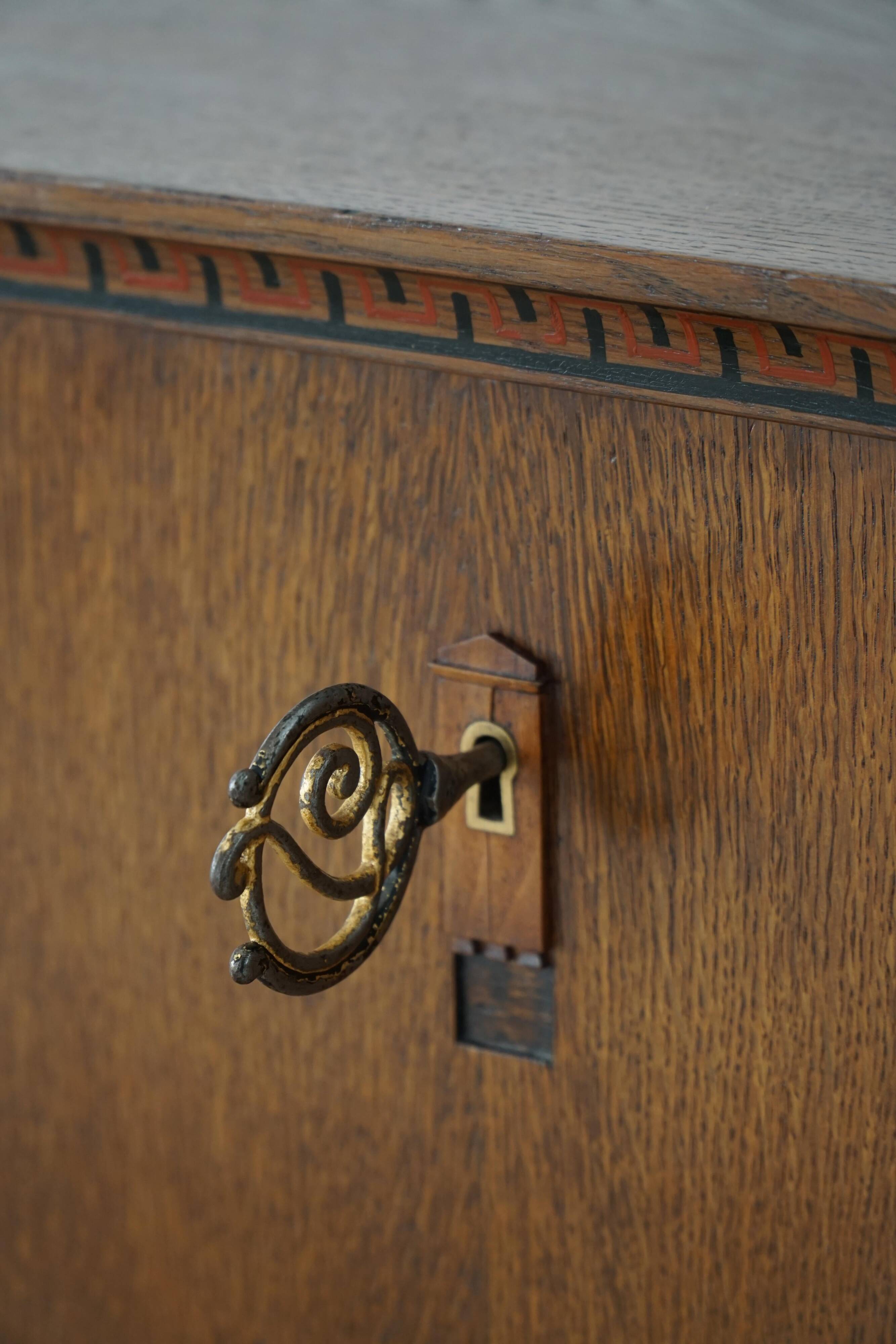 Modern Danish secretary, unique handmade oak, mid-20th century.