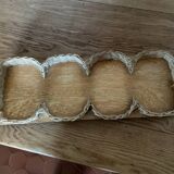 Vintage wicker and wood serving tray