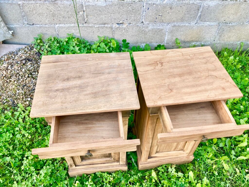 Bedside tables made of natural wood