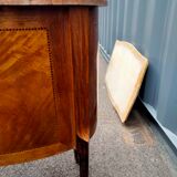 Chest of drawers old marquetry marble top style louis xvi