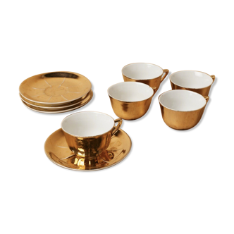 Lot 5 cups coffee porcelain gilded 1970 1980