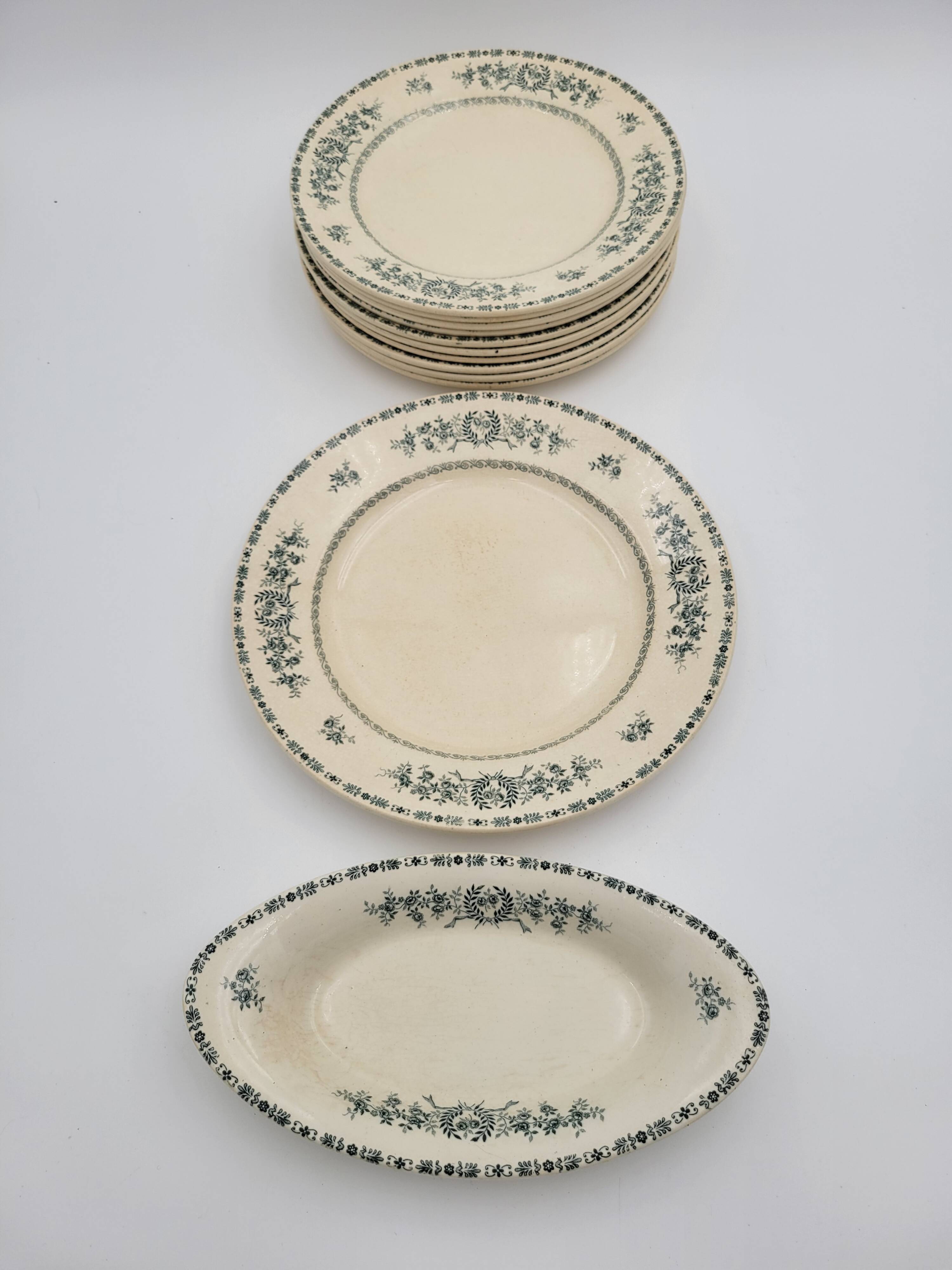 Antique Terre de Fer tableware set