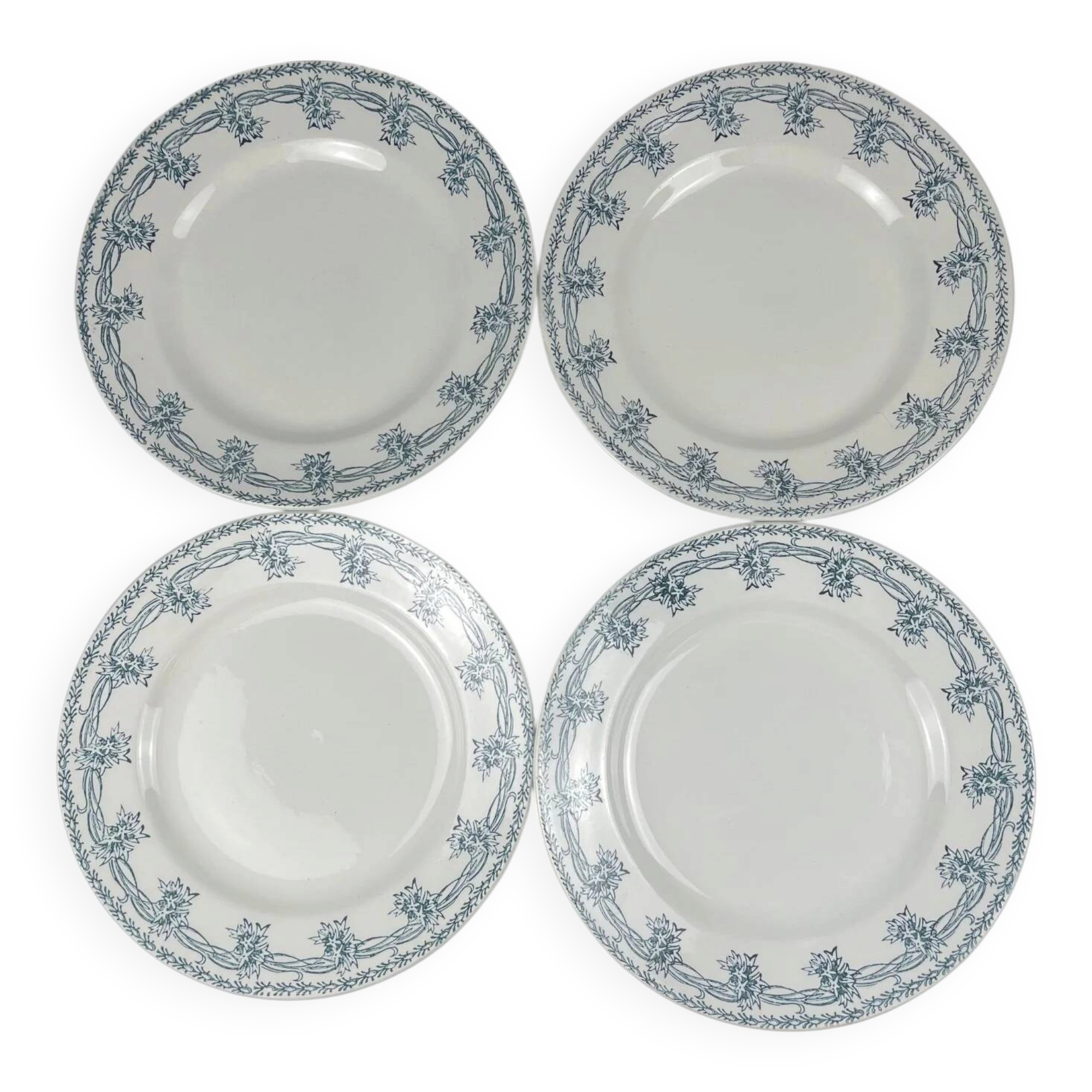 Set of 4 flat plates St Amand, circa 1930