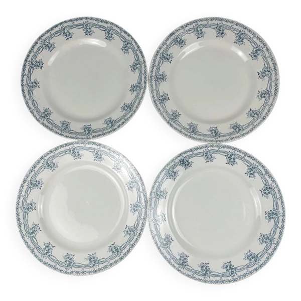 Set de 4 assiettes plates St Amand, vers 1930