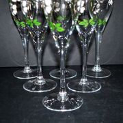 Perrier Jouet set of 6 Anemone Cuvée Belle Epoque champagne flutes in Gallé enamelled crystal