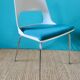 6 chaises blanches à galette turquoise de Kay Korving. Danemark 1975