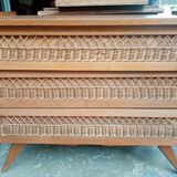 Chest of drawers vintage foot compass 3 drawers