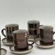 Set of 6 vintage handmade stoneware cups and saucers.