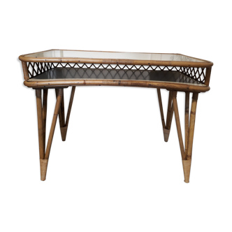 Bureau rotin vintage