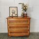Vintage wood and rattan chest of drawers