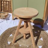 Vintage wooden stool with screws