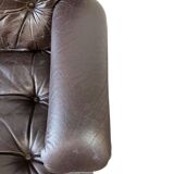 Vintage brown leather two-seater sofa/chaise longue