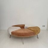 Postmodern Rondell Round Sofa in Velvet Fabric, 1980s