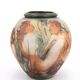 Decorated vase with woman, bathing scene.