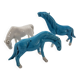 3 turquoise & white horses – Porcelain