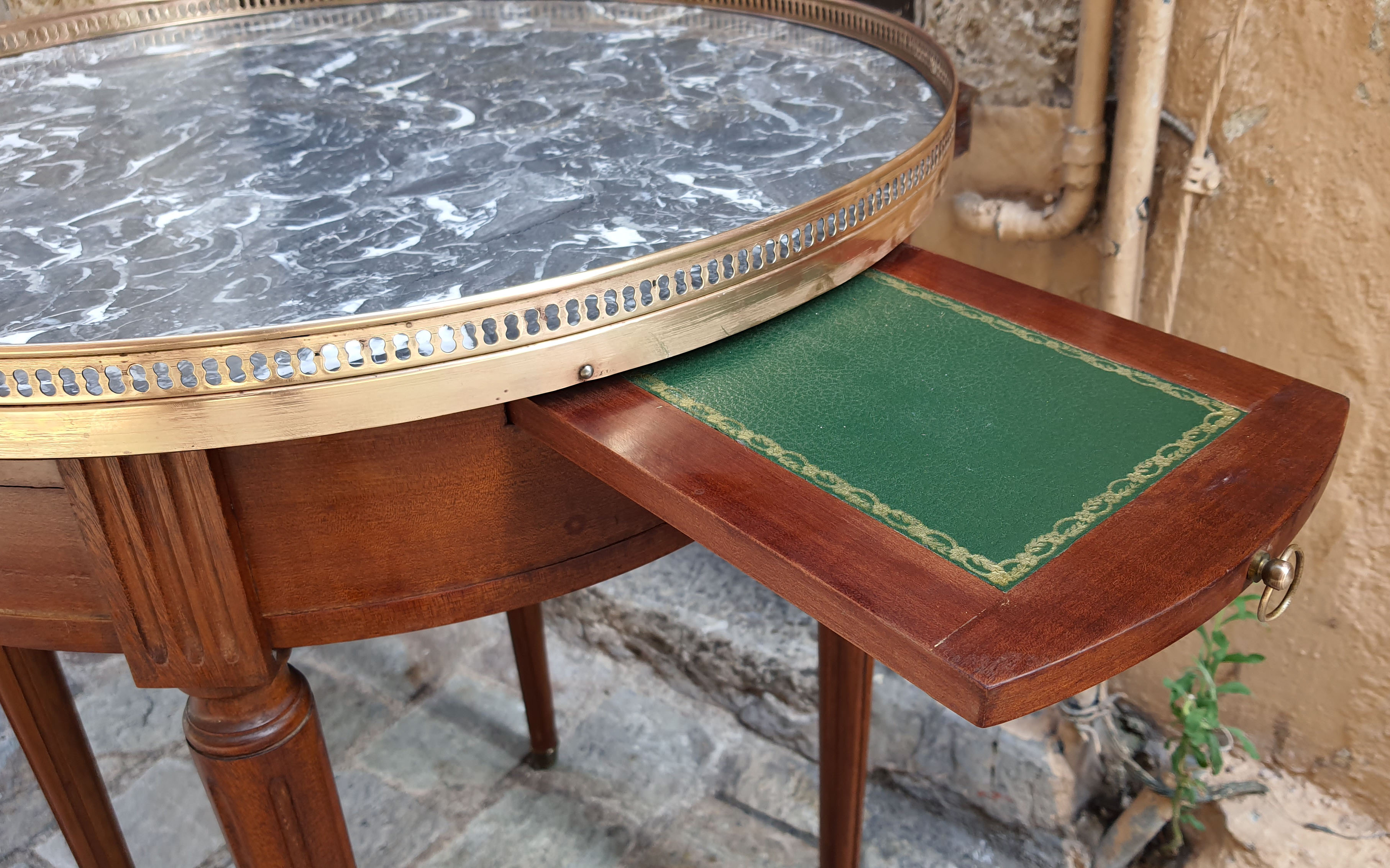 Side table Bouillotte Louis XVI black marble
