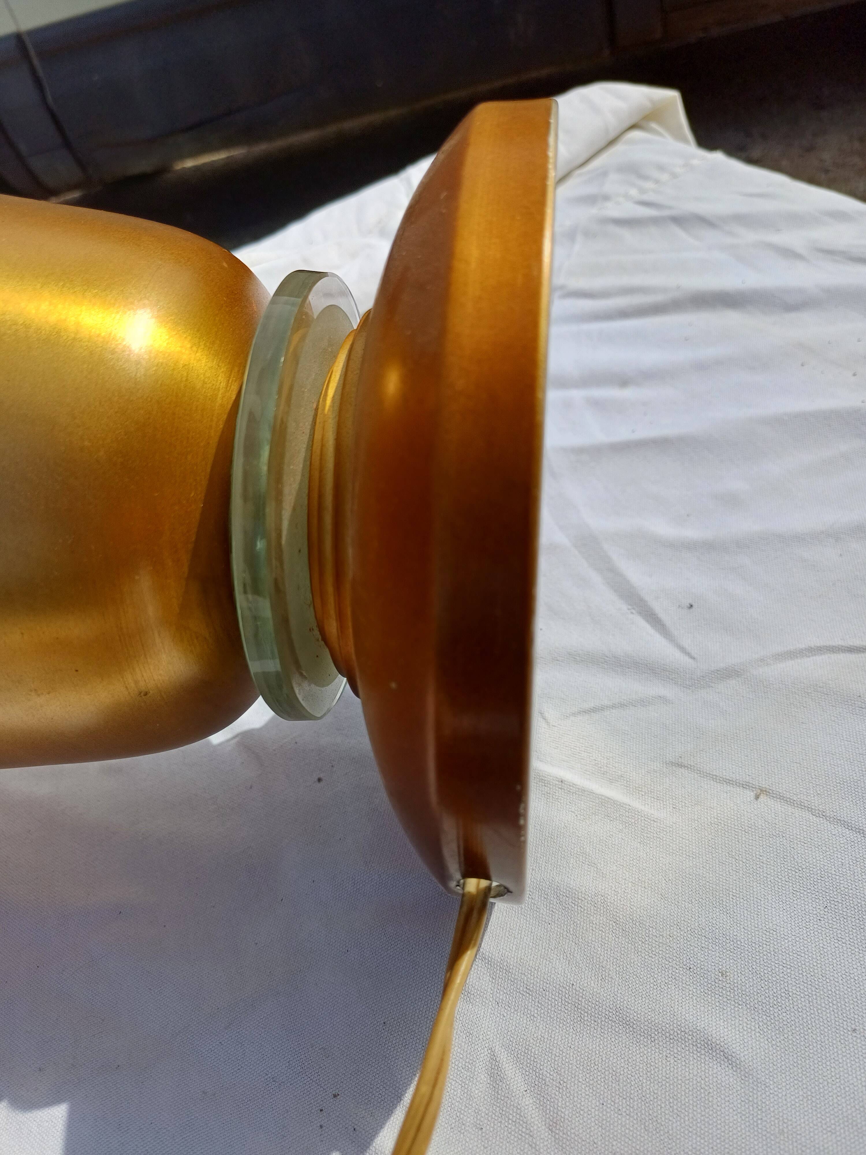 Pair of golden aluminum lamps from the 1960s