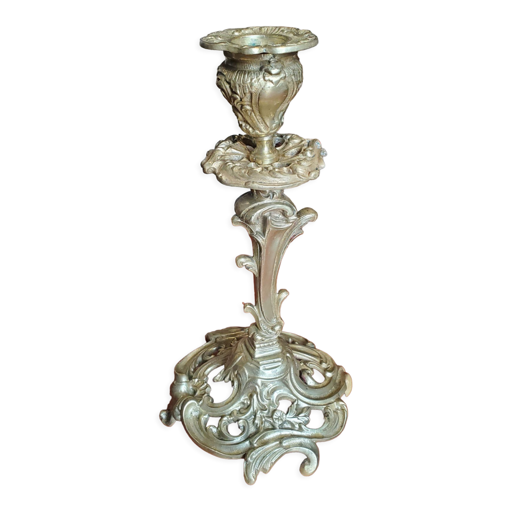 Gold bronze candle holder