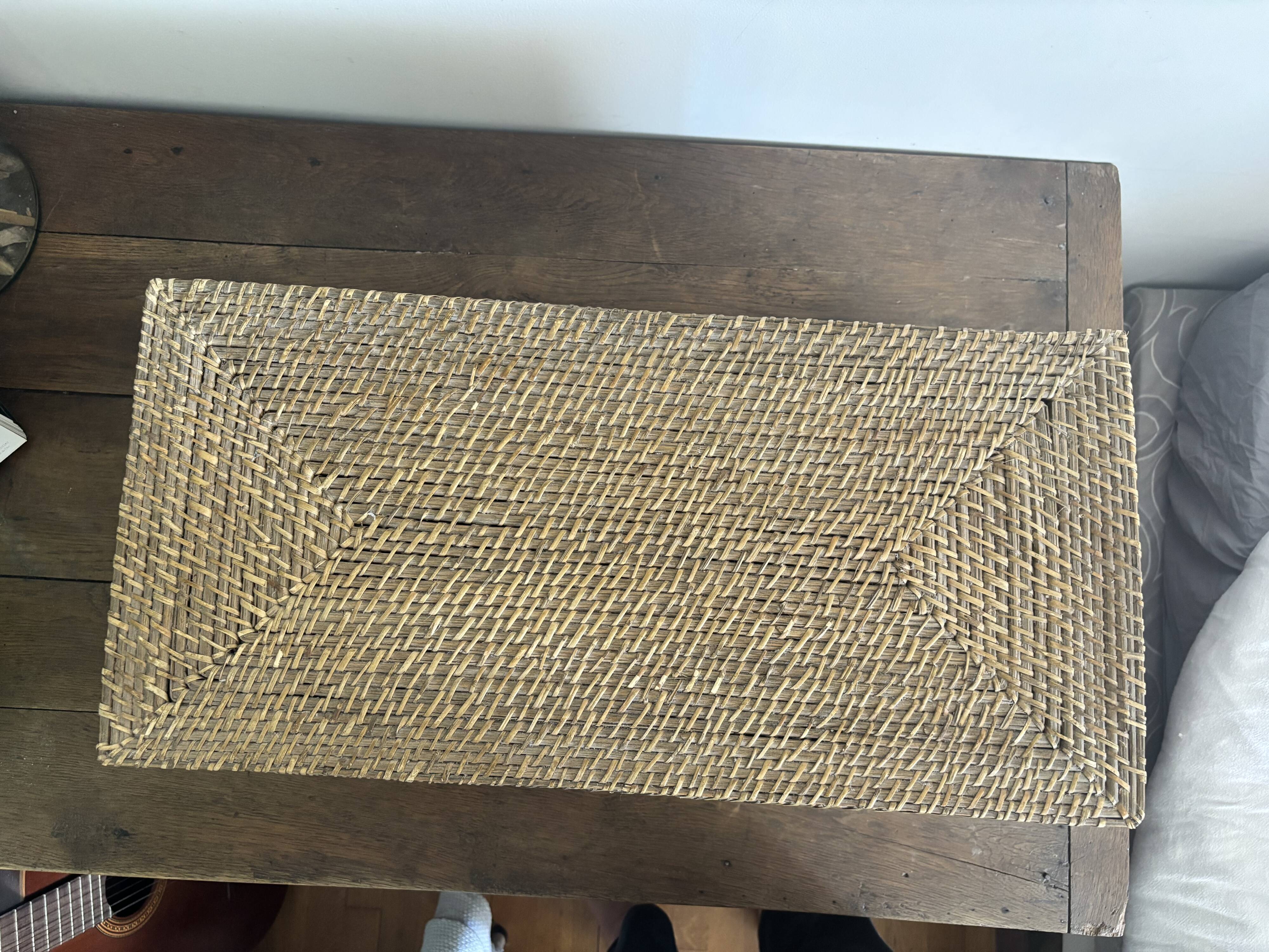 Coffre de rangement / Malle en rotin tressé vintage