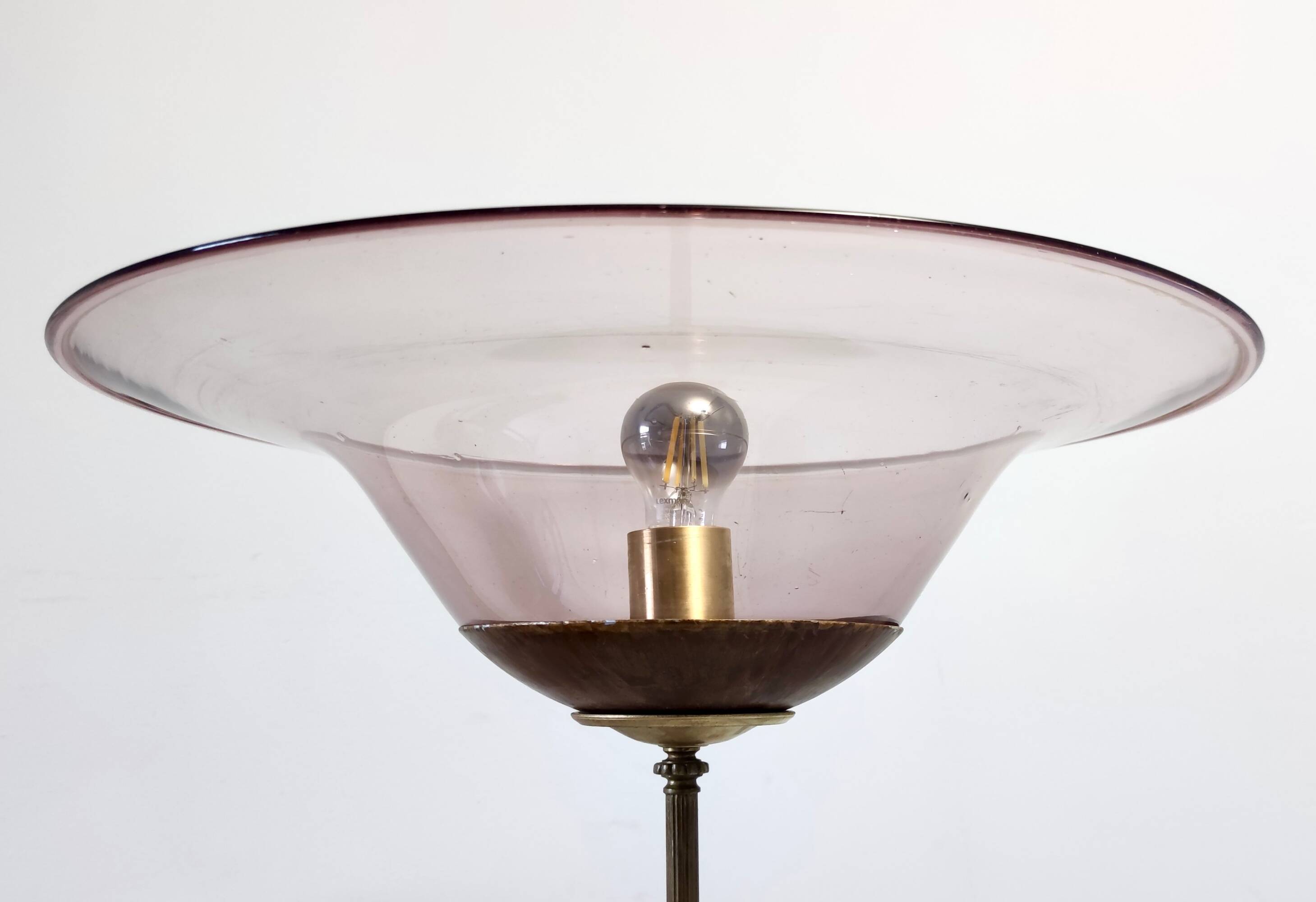 Brass Telescopic Floor Lamp with Red Travertine Marble Tops, Italy