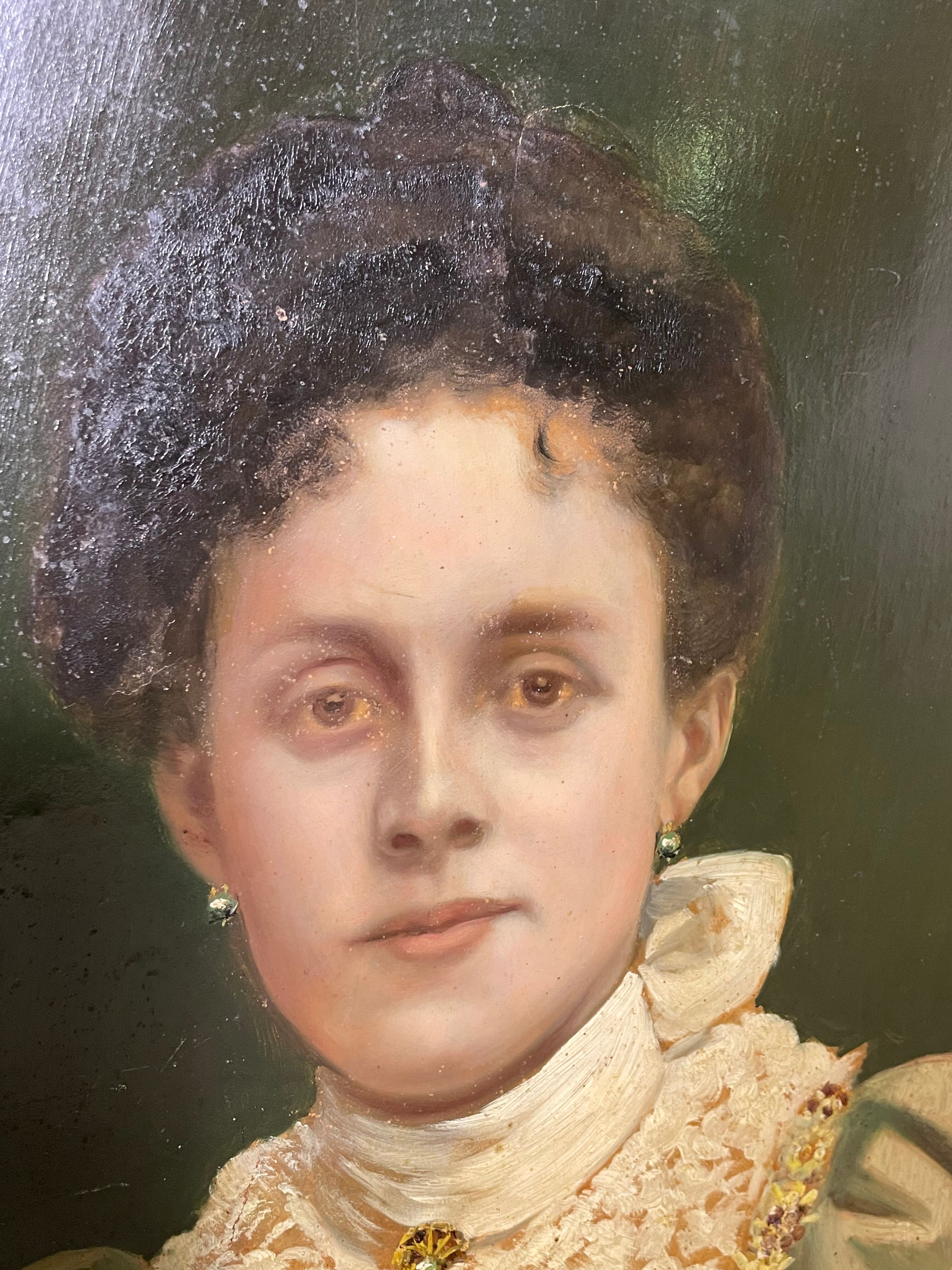 Oil on canvas portrait of a woman 19th