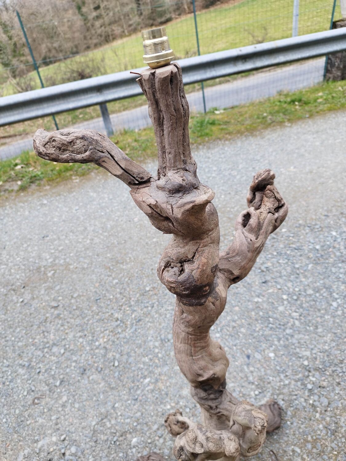 Pair of wooden floor lamps
